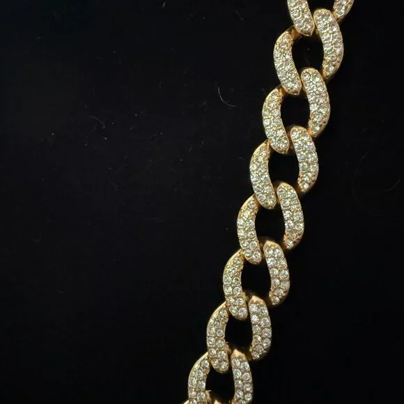 NWOT J. Crew Havana Jones Iced Crystal Gold-Tone Chunky Curb Chain Link Necklace - Picture 2 of 13
